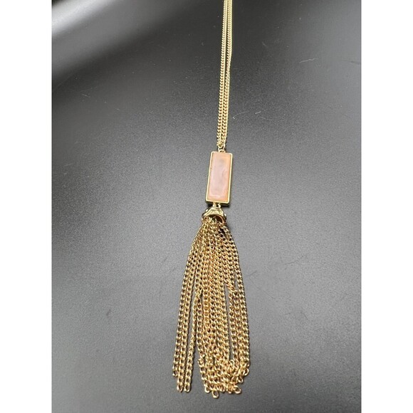 PINK Stone and Chain Fringe Necklace - Picture 1 of 7